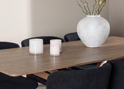 Venture Home Piazza & Modesto Rektangulära Matbord 180 x 90 Mocca + Matstolar 2-pack Svart