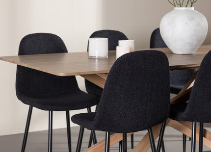 Venture Home Polar & Piazza Matstolar 2-pack Svart + Rektangulära Matbord 180 x 90 Mocca