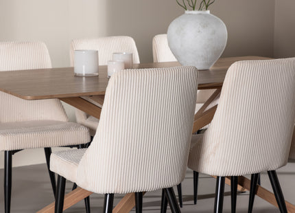 Venture Home Leone & Piazza Matstolar 2-pack Beige + Rektangulära Matbord 180 x 90 Mocca