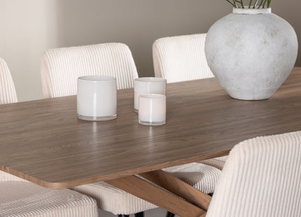 Venture Home Leone & Piazza Matstolar 2-pack Beige + Rektangulära Matbord 180 x 90 Mocca