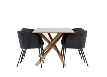 Venture Home Berit & Piazza Matgrupp Med 6st Matstolar Svart/Mocka