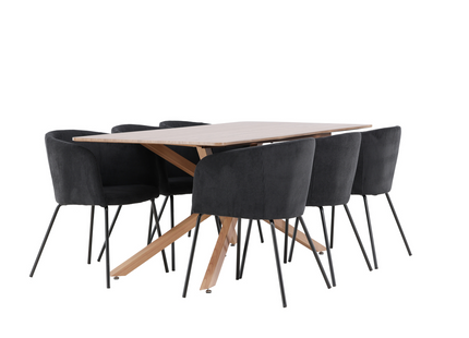 Venture Home Berit & Piazza Matgrupp Med 6st Matstolar Svart/Mocka