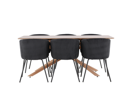 Venture Home Berit & Piazza Matgrupp Med 6st Matstolar Svart/Mocka