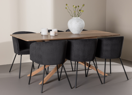 Venture Home Berit & Piazza Matgrupp Med 6st Matstolar Svart/Mocka