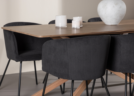 Venture Home Berit & Piazza Matgrupp Med 6st Matstolar Svart/Mocka