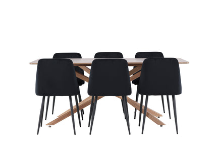 Venture Home Night & Piazza Matstolar 2-pack Svart + Rektangulära Matbord 180 x 90 Mocca