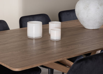 Venture Home Night & Piazza Matstolar 2-pack Svart + Rektangulära Matbord 180 x 90 Mocca