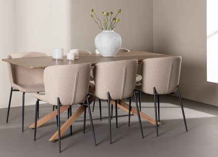 Venture Home Modesto & Piazza Matstolar 2-pack Beige + Rektangulära Matbord 180 x 90 Mocca