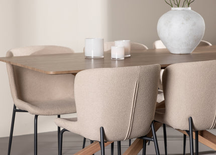 Venture Home Modesto & Piazza Matstolar 2-pack Beige + Rektangulära Matbord 180 x 90 Mocca