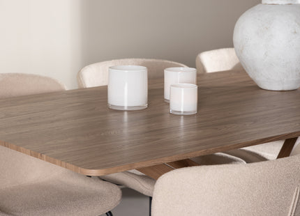 Venture Home Modesto & Piazza Matstolar 2-pack Beige + Rektangulära Matbord 180 x 90 Mocca