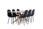 Venture Home Polar & Piazza Matstolar 2-pack Svart + Rektangulära Matbord 180 x 90 Mocca