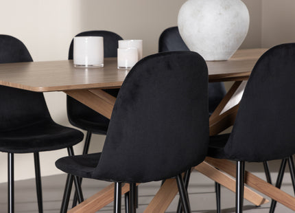 Venture Home Polar & Piazza Matstolar 2-pack Svart + Rektangulära Matbord 180 x 90 Mocca