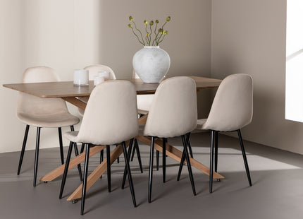 Venture Home Polar & Piazza Matstolar 2-pack Beige + Rektangulära Matbord 180 x 90 Mocca