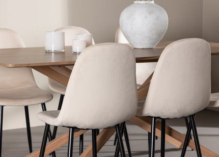 Venture Home Polar & Piazza Matstolar 2-pack Beige + Rektangulära Matbord 180 x 90 Mocca