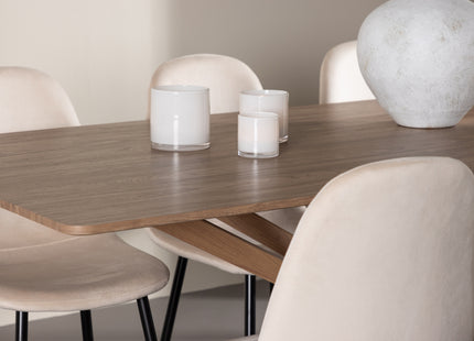 Venture Home Polar & Piazza Matstolar 2-pack Beige + Rektangulära Matbord 180 x 90 Mocca