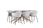 Venture Home Evelina & Piazza Matstolar 2-pack Grå + Rektangulära Matbord 180 x 90 Mocca