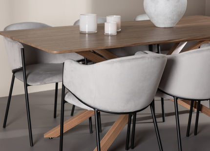 Venture Home Evelina & Piazza Matstolar 2-pack Grå + Rektangulära Matbord 180 x 90 Mocca