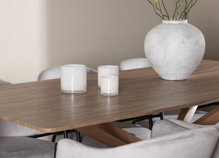 Venture Home Evelina & Piazza Matstolar 2-pack Grå + Rektangulära Matbord 180 x 90 Mocca
