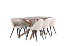 Venture Home Velvet & Piazza Matstolar 2-pack Beige + Rektangulära Matbord 180 x 90 Mocca