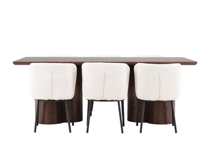 Venture Home Agnes & Olivia Matstolar 2-pack Vit + Rektangulära Matbord 210 x 100 Mocca