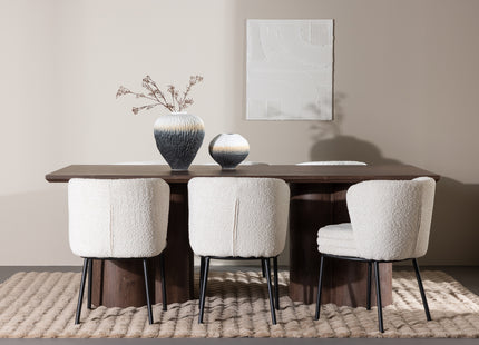 Venture Home Agnes & Olivia Matstolar 2-pack Vit + Rektangulära Matbord 210 x 100 Mocca