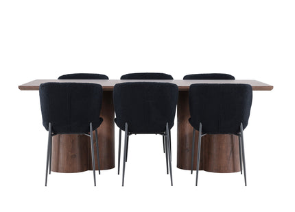 Venture Home Modesto & Olivia Matstolar 2-pack Svart + Rektangulära Matbord 210 x 100 Mocca