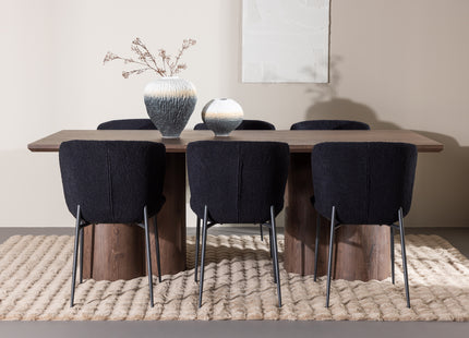 Venture Home Modesto & Olivia Matstolar 2-pack Svart + Rektangulära Matbord 210 x 100 Mocca