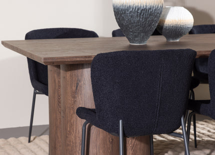 Venture Home Modesto & Olivia Matstolar 2-pack Svart + Rektangulära Matbord 210 x 100 Mocca