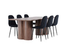 Venture Home Polar & Olivia Matstolar 2-pack Svart + Rektangulära Matbord 210 x 100 Mocca