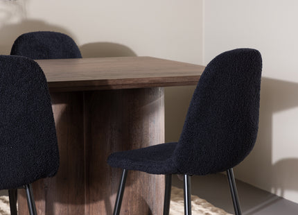 Venture Home Polar & Olivia Matstolar 2-pack Svart + Rektangulära Matbord 210 x 100 Mocca