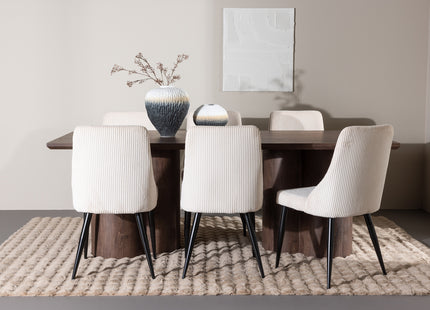 Venture Home Leone & Olivia Matstolar 2-pack Beige + Rektangulära Matbord 210 x 100 Mocca