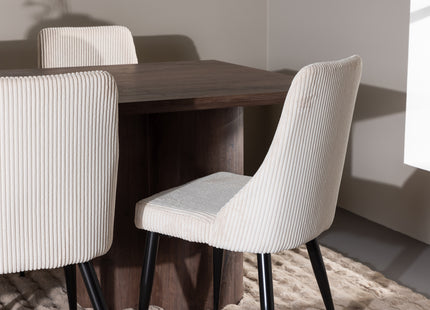 Venture Home Leone & Olivia Matstolar 2-pack Beige + Rektangulära Matbord 210 x 100 Mocca