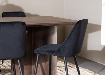 Venture Home Night & Olivia Matstolar 2-pack Svart + Rektangulära Matbord 210 x 100 Mocca