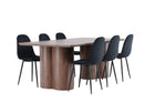 Venture Home Polar & Olivia Matstolar 2-pack Svart + Rektangulära Matbord 210 x 100 Mocca