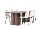 Venture Home Polar & Olivia Matstolar 2-pack Beige + Rektangulära Matbord 210 x 100 Mocca