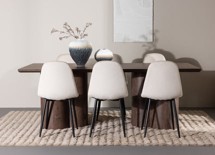 Venture Home Polar & Olivia Matstolar 2-pack Beige + Rektangulära Matbord 210 x 100 Mocca