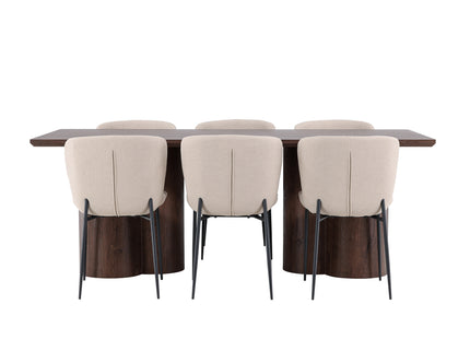 Venture Home Modesto & Olivia Matstolar 2-pack Beige + Rektangulära Matbord 210 x 100 Mocca