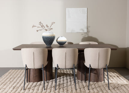 Venture Home Modesto & Olivia Matstolar 2-pack Beige + Rektangulära Matbord 210 x 100 Mocca