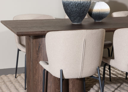 Venture Home Modesto & Olivia Matstolar 2-pack Beige + Rektangulära Matbord 210 x 100 Mocca
