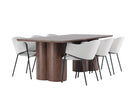 Venture Home Evelina & Olivia Matstolar 2-pack Grå + Rektangulära Matbord 210 x 100 Mocca