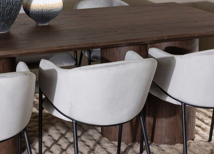 Venture Home Evelina & Olivia Matstolar 2-pack Grå + Rektangulära Matbord 210 x 100 Mocca