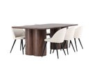 Venture Home Velvet & Olivia Matstolar 2-pack Beige + Rektangulära Matbord 210 x 100 Mocca