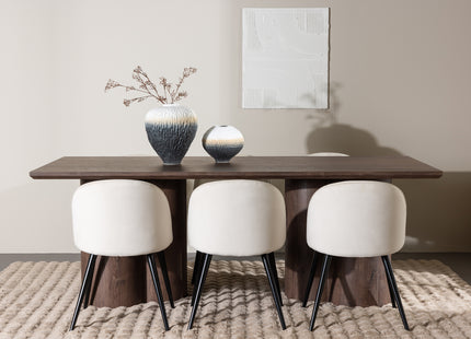Venture Home Velvet & Olivia Matstolar 2-pack Beige + Rektangulära Matbord 210 x 100 Mocca