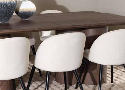 Venture Home Velvet & Olivia Matstolar 2-pack Beige + Rektangulära Matbord 210 x 100 Mocca