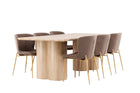 Venture Home Modesto & Olivia Matstolar 2-pack Brun + Rektangulära Matbord 210 x 100 Nature