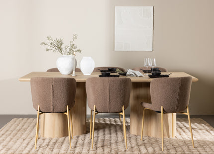 Venture Home Modesto & Olivia Matstolar 2-pack Brun + Rektangulära Matbord 210 x 100 Nature