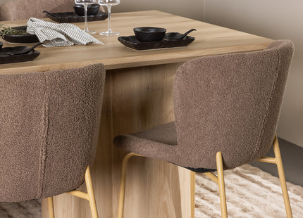Venture Home Modesto & Olivia Matstolar 2-pack Brun + Rektangulära Matbord 210 x 100 Nature