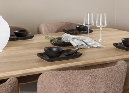 Venture Home Modesto & Olivia Matstolar 2-pack Brun + Rektangulära Matbord 210 x 100 Nature