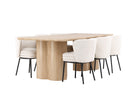 Venture Home Agnes & Olivia Matstolar 2-pack Vit + Rektangulära Matbord 210 x 100 Nature