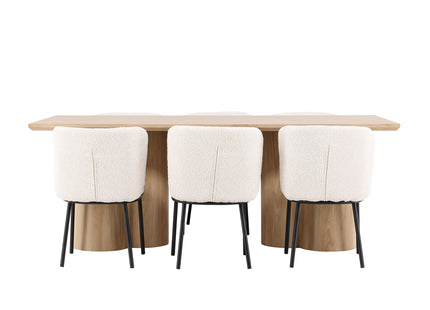 Venture Home Agnes & Olivia Matstolar 2-pack Vit + Rektangulära Matbord 210 x 100 Nature